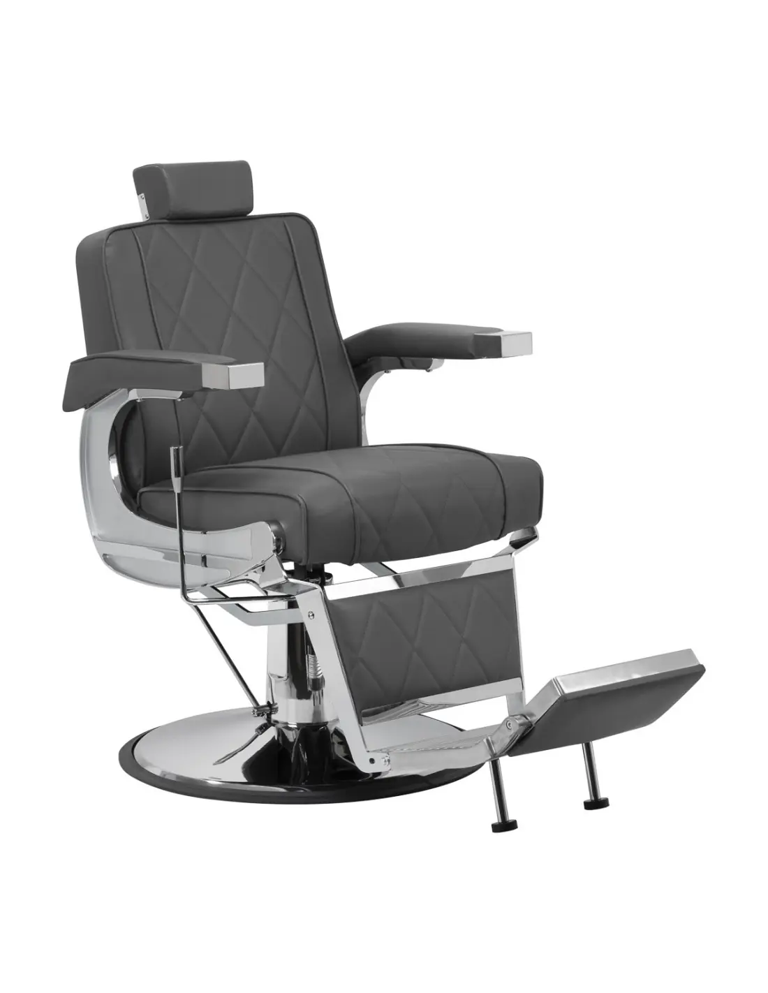 Silla de barbero de acero gris diamante: diseño moderno y ergonomía profesional