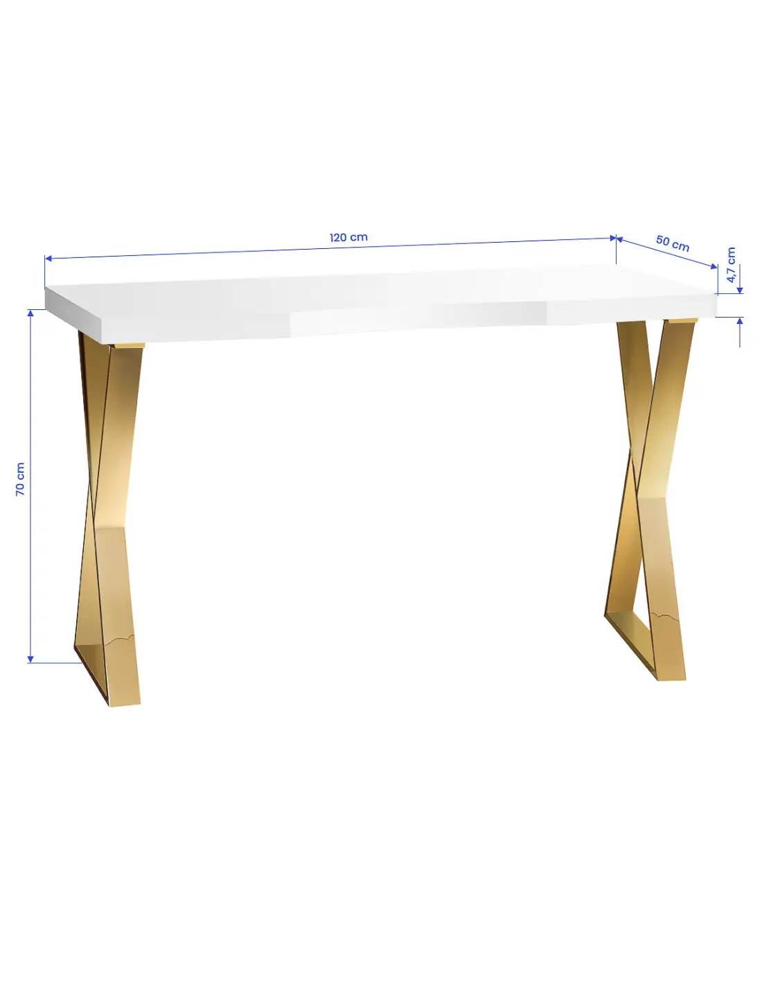 Solo Gold Espresso Manicure Table with White Top and Crossed Legs