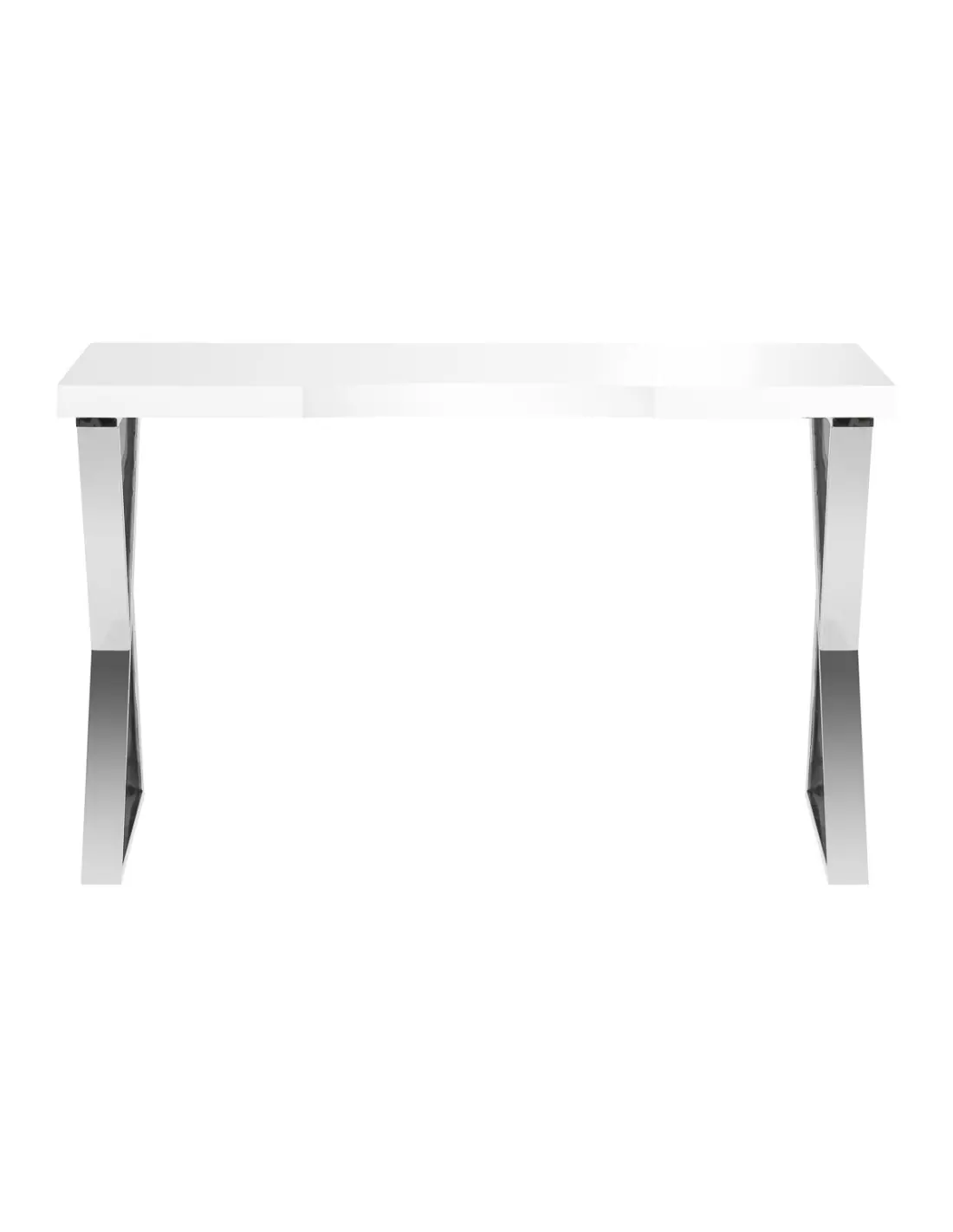 Chrome Solo Manicure Table with White Top and Crossed Legs