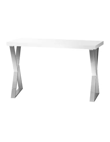 Chrome Solo Manicure Table with White Top and Crossed Legs