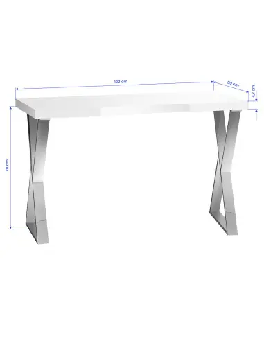 Chrome Solo Manicure Table with White Top and Crossed Legs