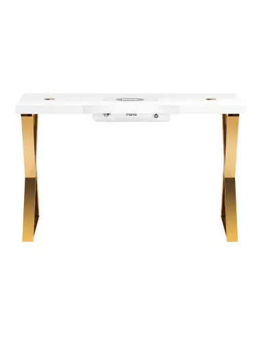 Table de Manucure Épure Dorée Air 48W Aspirateur Intégré & Pieds Croisés 