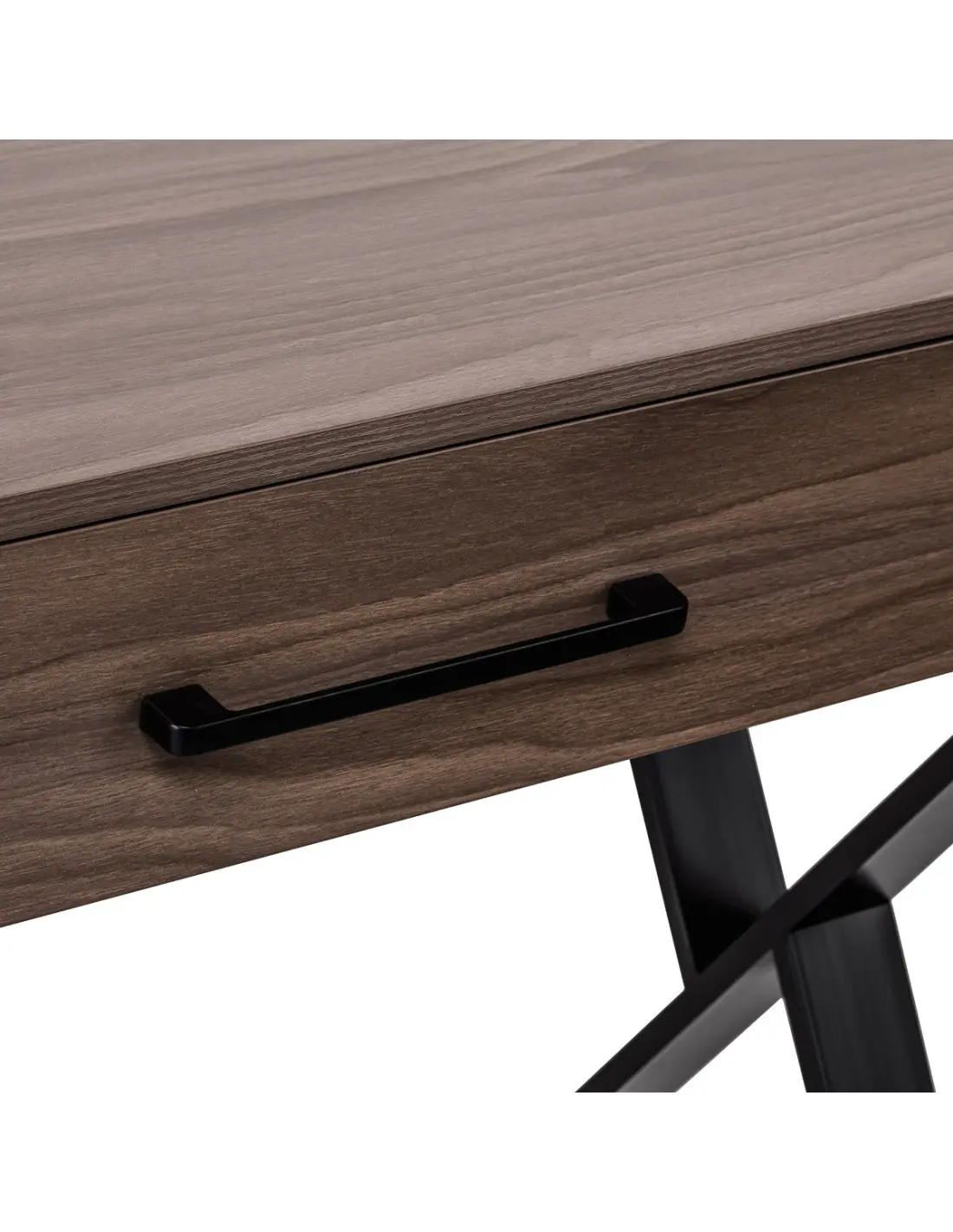 Manicure Table Dark Wood Solo Black Crossed Legs