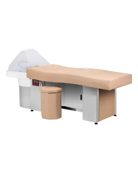 Head Spa Beige Bed with Closed Storage Space