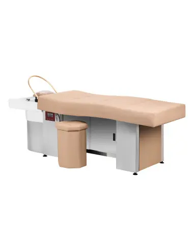 Head Spa Beige Bed with Closed Storage Space