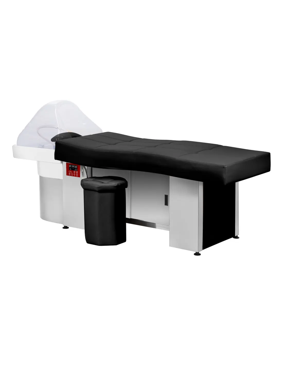 Black Head Spa Bed with Closed Storage Space