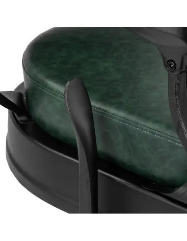 Poltrona da barbiere Cavalese verde con struttura nera