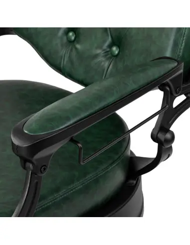 Poltrona da barbiere Cavalese verde con struttura nera