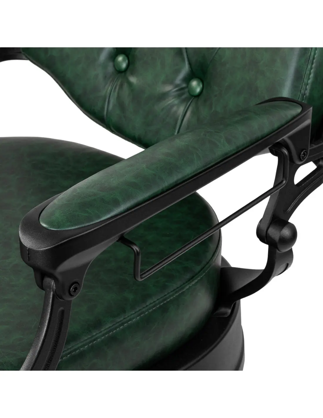 Poltrona da barbiere Cavalese verde con struttura nera