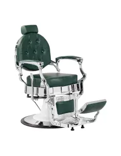 Cadeira de barbeiro Cavalese Green com estrutura cromada