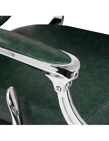 Poltrona da barbiere Cavalese verde con struttura cromata