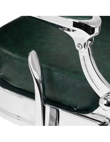 Poltrona da barbiere Cavalese verde con struttura cromata