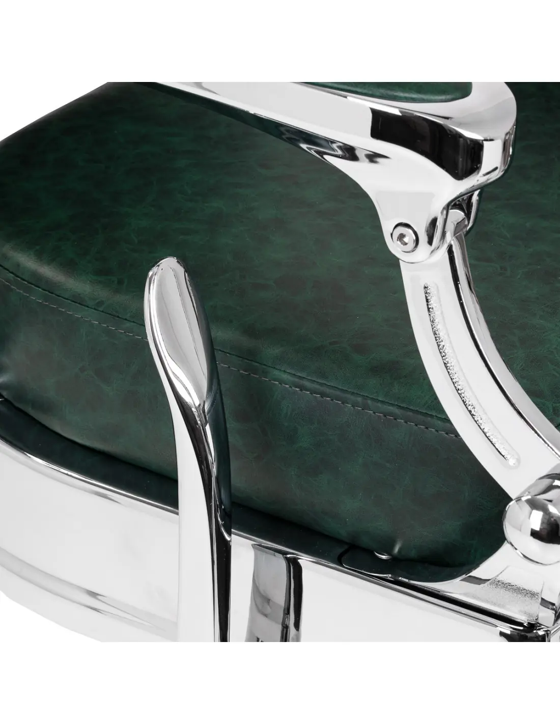 Poltrona da barbiere Cavalese verde con struttura cromata