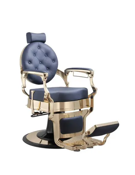 Sillón de barbero Florence azul oro 