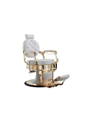 Florence White & Gold Barber chair – Pure Shine & Professional Comfort 