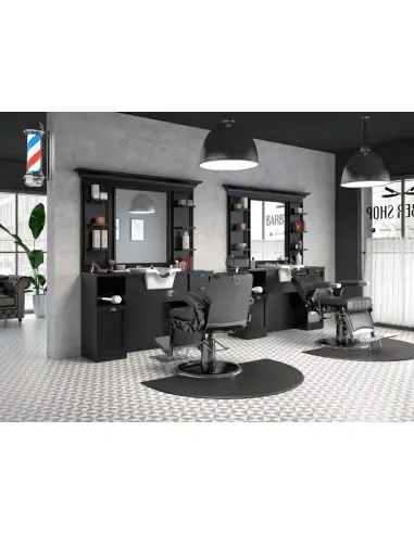 Poste de Coiffage Barbier Cavalese Rétro Noir Ébène 