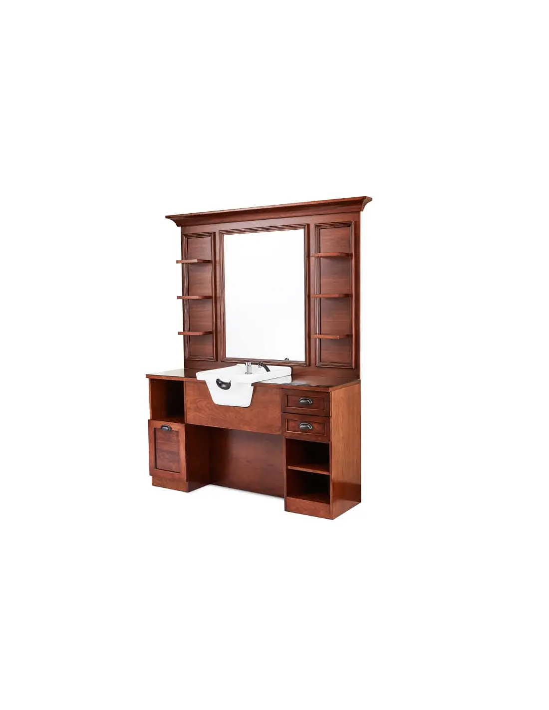 Poste de coiffage barber Cavalese Castello Noyer Design italien 