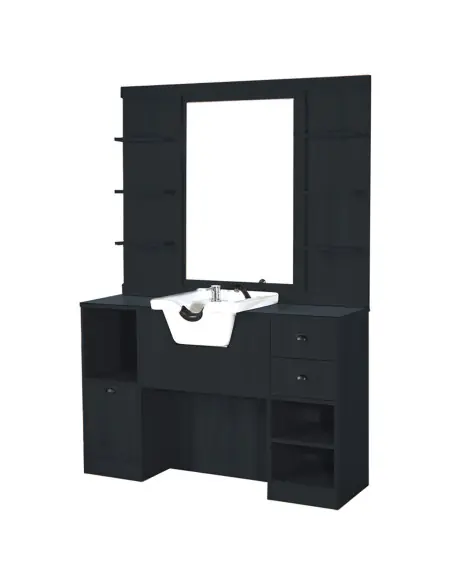 Poste de coiffage barber noir mat – station barbershop haut de gamme