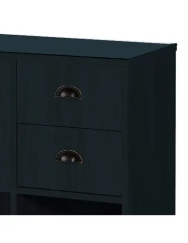 Postazione per parrucchiere da barbiere a LED 8B Nero opaco – Specchio e contenitore professionale