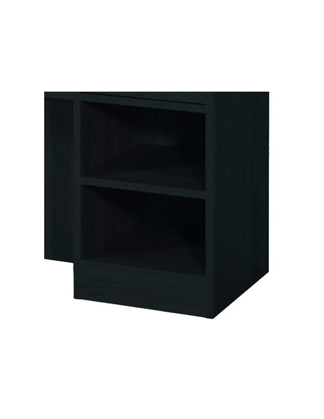 Station coiffage barbershop 8B LED Noir Mat – miroir rond & rangements