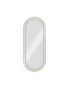 Tocador con espejo de pared LED dorado Ovalia: elegancia premium para peluquerías