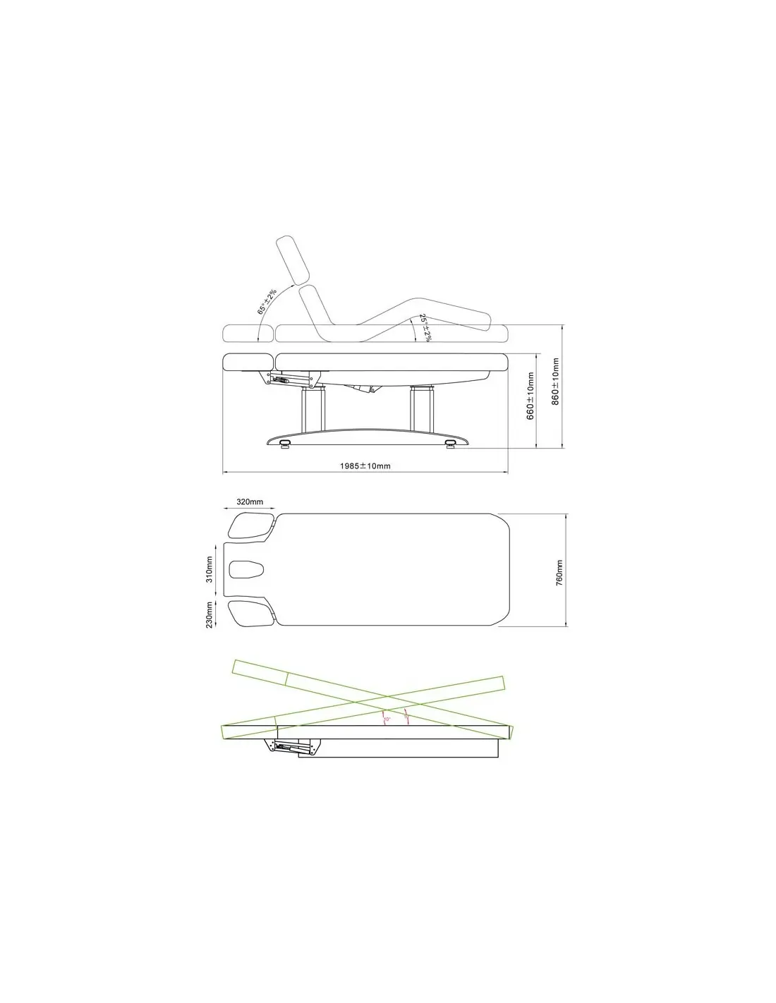 Cama SPA Ginevra com 4 motores em madeira clara: conforto e design inovador para centros de bem-estar