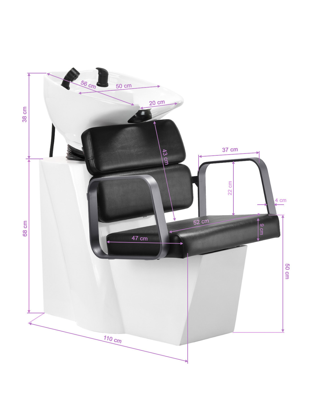 Porto Shampoo unit Black Grey Chrome 