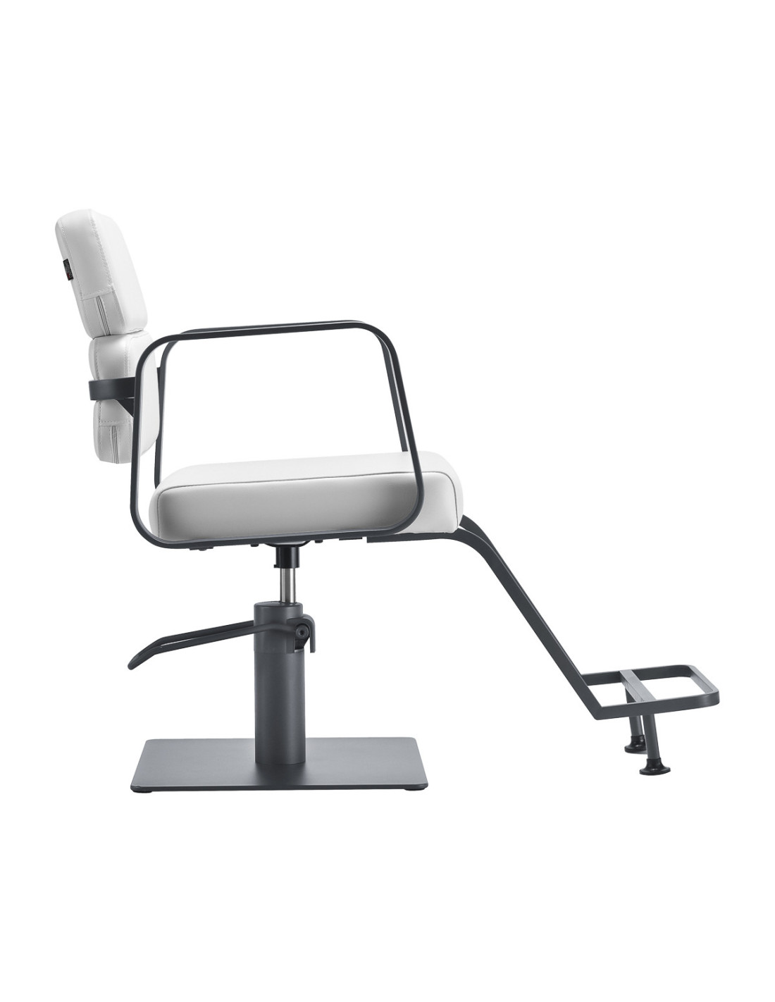 Sillón de peluquería Porto – Blanco y gris cromado