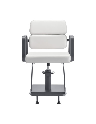 Sillón de peluquería Porto – Blanco y gris cromado