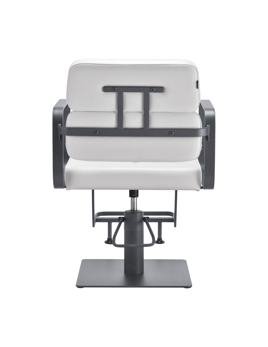 Sillón de peluquería Porto – Blanco y gris cromado