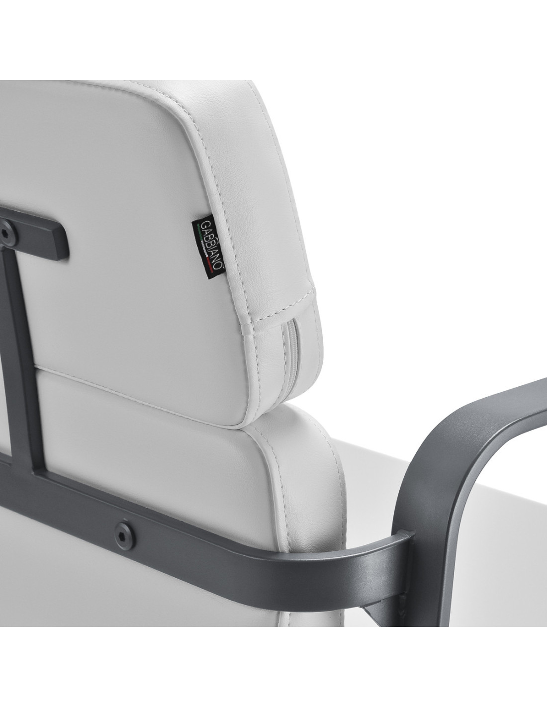 Sillón de peluquería Porto – Blanco y gris cromado
