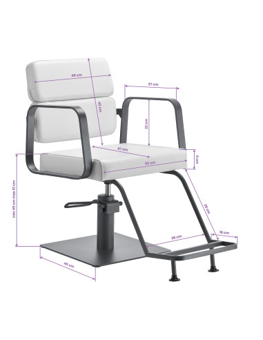 Sillón de peluquería Porto – Blanco y gris cromado