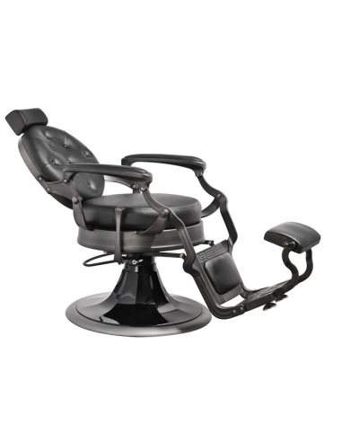  Cadeira de barbeiro Florence Black Gold com base estofada em Black Gold – Luxo Vintage para barbearia