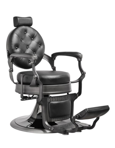  Cadeira de barbeiro Florence Black Gold com base estofada em Black Gold – Luxo Vintage para barbearia