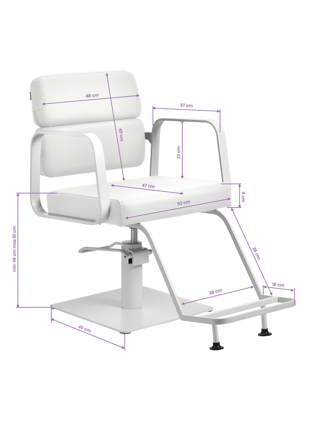 Fauteuil de coiffure Porto – Blanc Intégral 