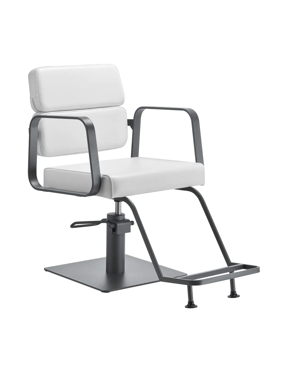 Sillón de peluquería Porto – Blanco y gris cromado