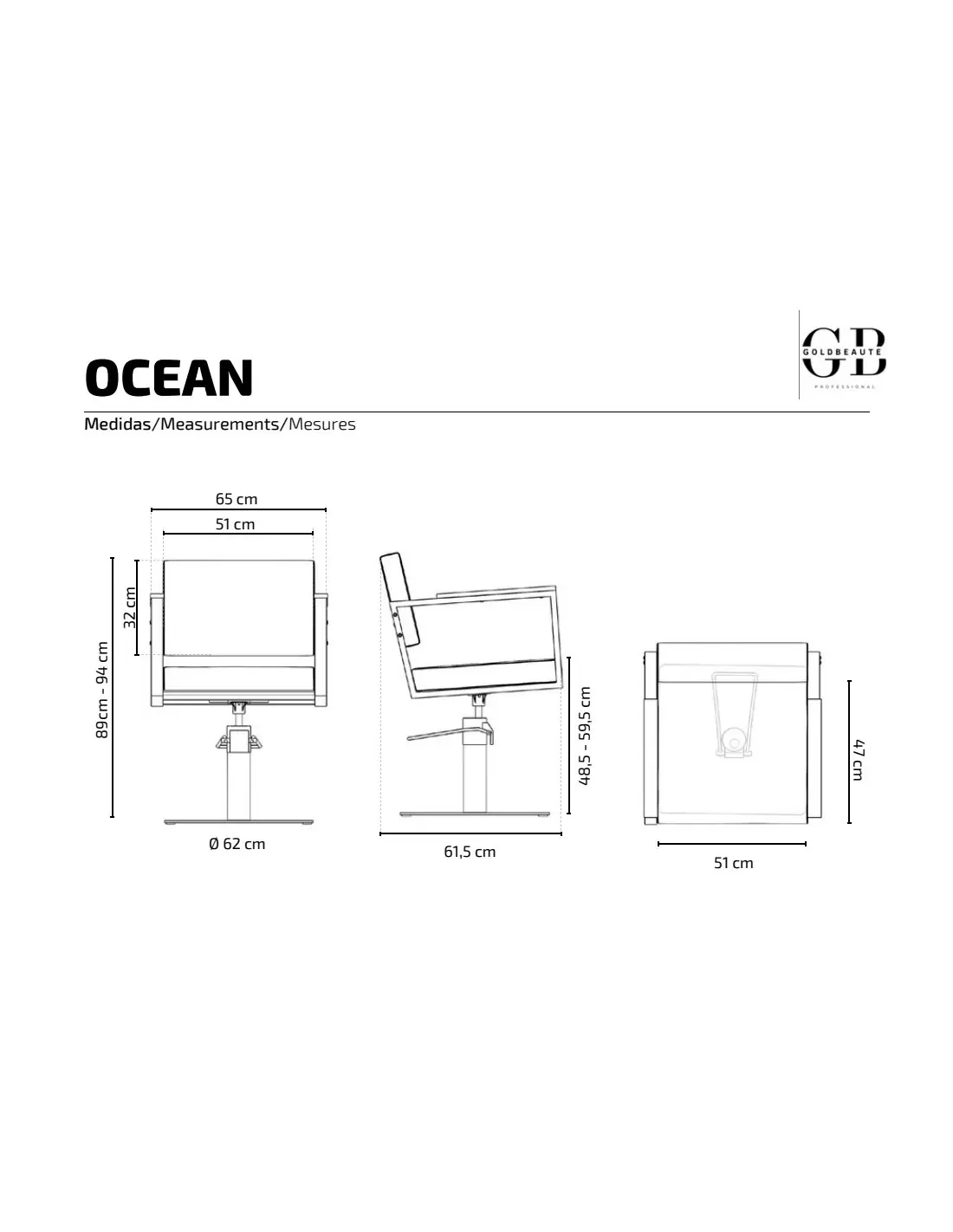 Cadeira de cabeleireiro OCEAN Brown – Conforto e robustez