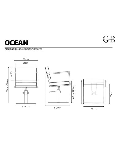 Poltrona da parrucchiere OCEAN Black – Design professionale e comfort Goldbeaute