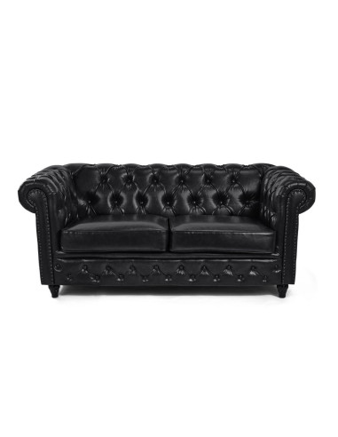 Dock Black Waiting Sofa – High-End Chesterfield Style
