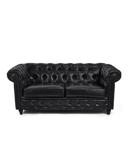 Dock Black Waiting Sofa – High-End Chesterfield Style