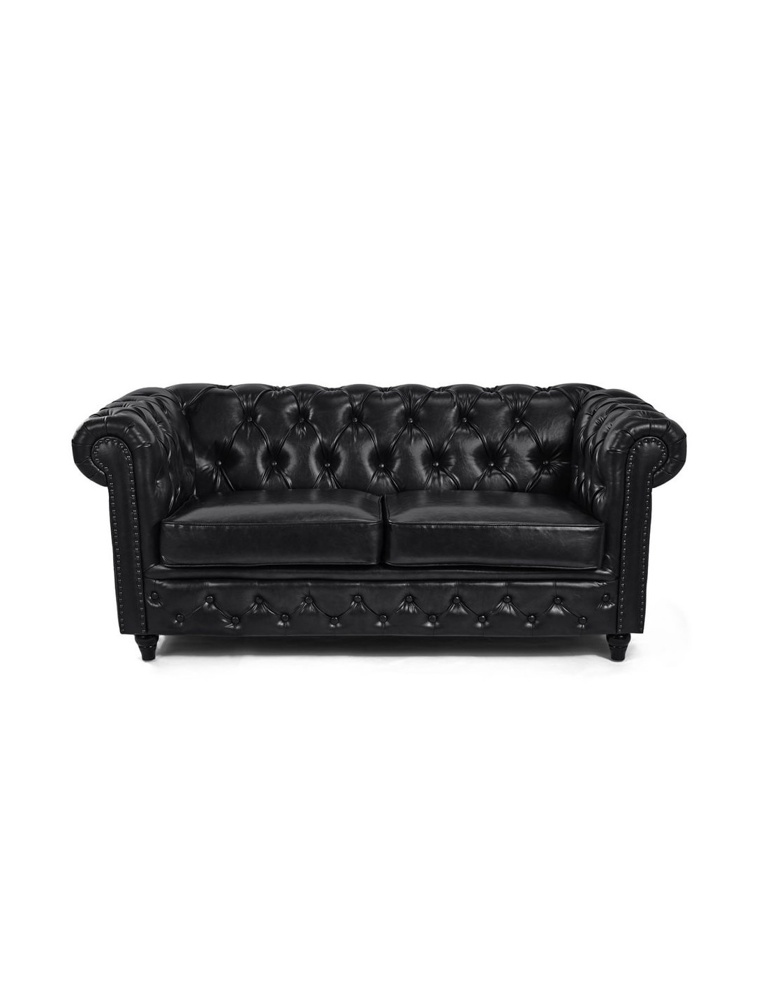 Dock Black Waiting Sofa – High-End Chesterfield Style