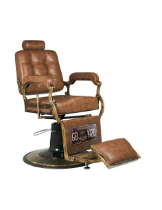 Fotel fryzjerski BOSS Cuoio Antico – stara jasna skóra i elegancja vintage