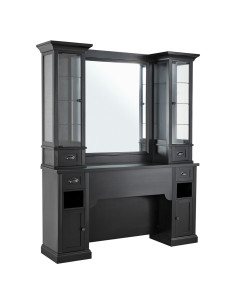 Estação de Barbearia WILLIAM 2B – Premium Retrô Preta com Vitrines